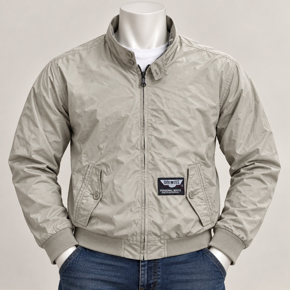 Covington Mens Harrington Jacket Tan Nylon Plaid Lined Full Zip Large 42-44